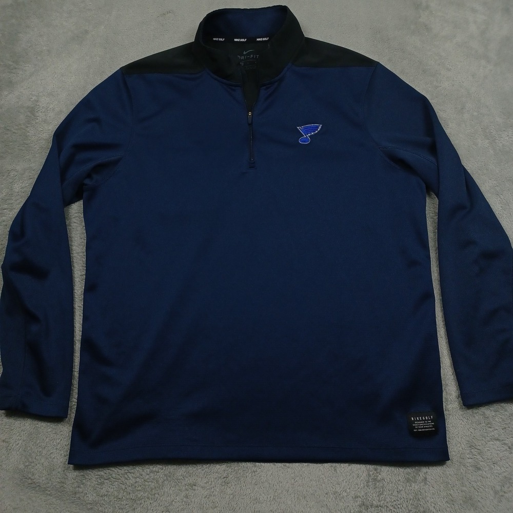 St Louis Blues‎ Sweater Mens Large Blue 1/4 Zip Pullover NHL